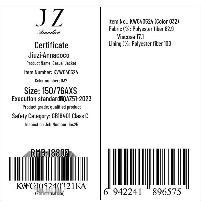 JZ.ANNAKOU Women's Elegant TR Twill Short Jacket