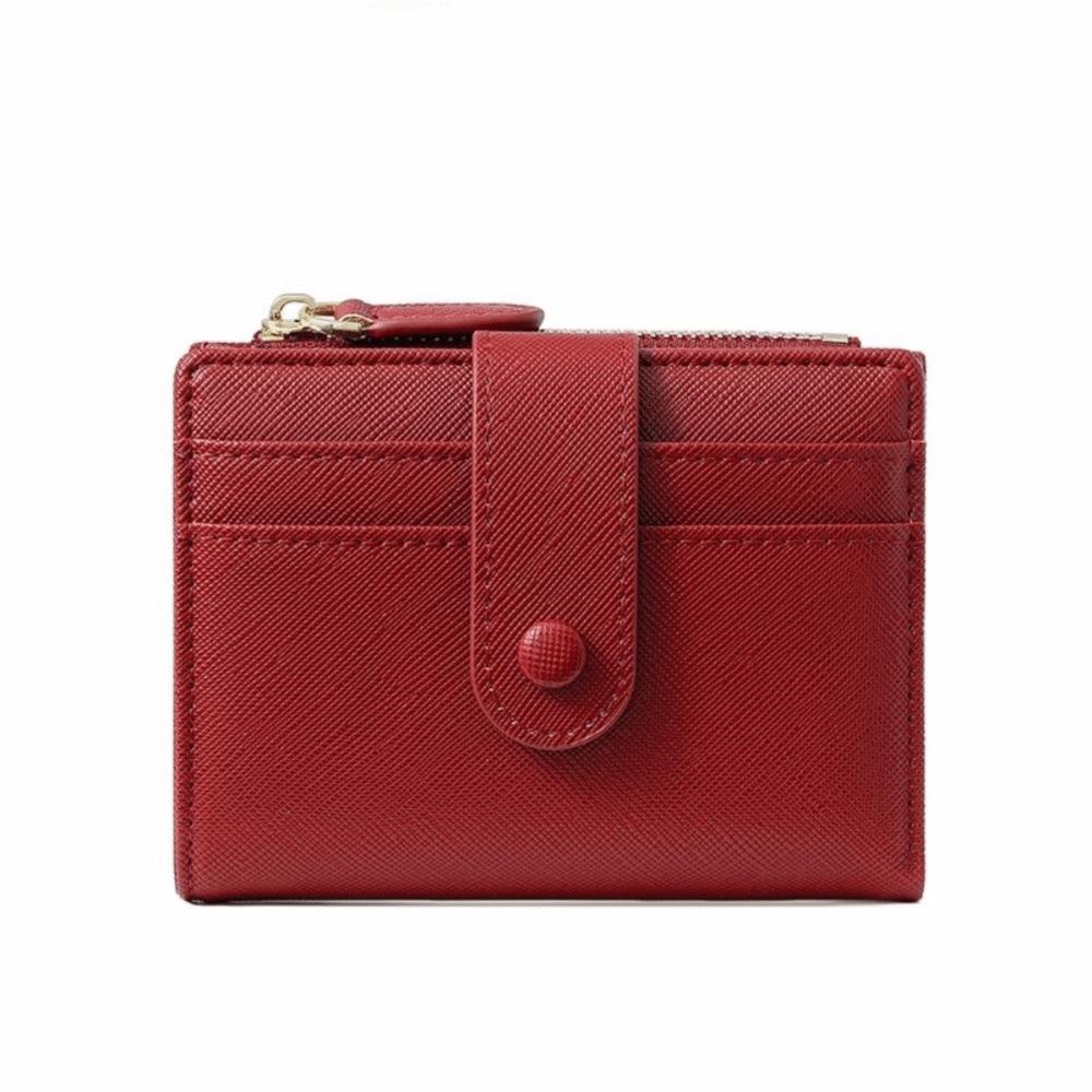 

Multi-card Two Fold Wallet Zipper Women Card Holder Portable Short Wallet Women вино красного