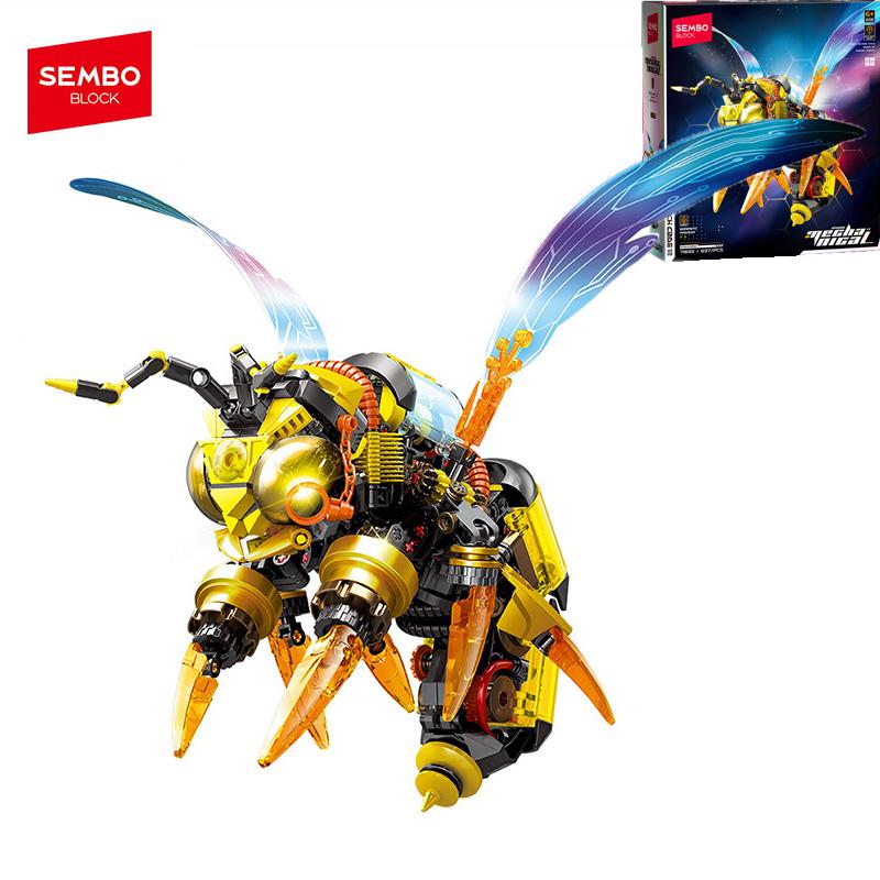 SEMBO BLOCK 637pcs MOC Animal Series Robot Building Blocks Bee Model Mecha Building Bricks Ornament Boys Toy Kids Halloween Gift with box