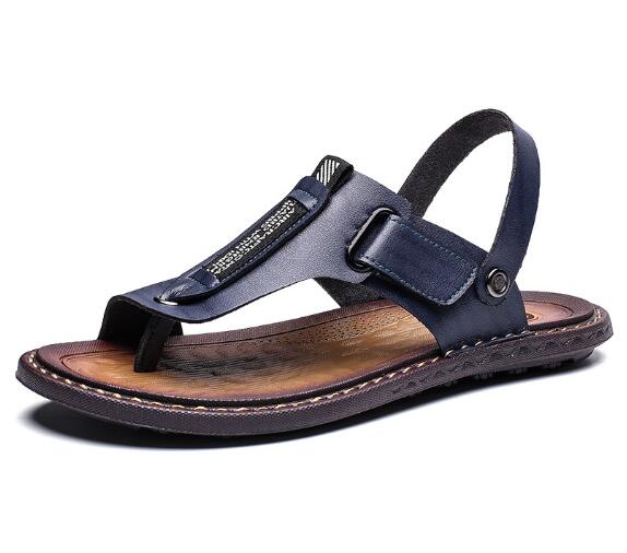 New Summer Outdoor Flip Flops Men Sandals Comfortable Casual Leather Men Breathable Beach Shoes Sandals Plus Size 38~48 D39