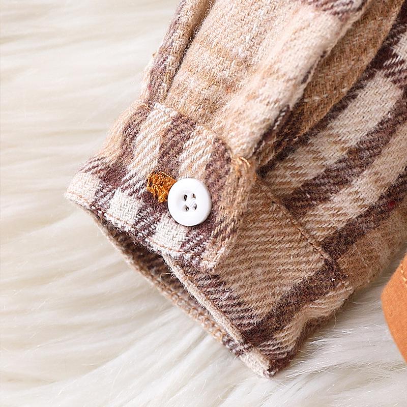 Kariertes Farbverlaufs-Kapuzenshirt und Strampler mit langen Hosen für Kinder - Herbst-/Wintermode