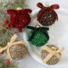 Glitter Christmas Balls Ornament Sparkly Shatterproof Tinsel Balls with Bow Sequin Hanging Ball Xmas Tree Decoration for Xmas Wedding Indoor