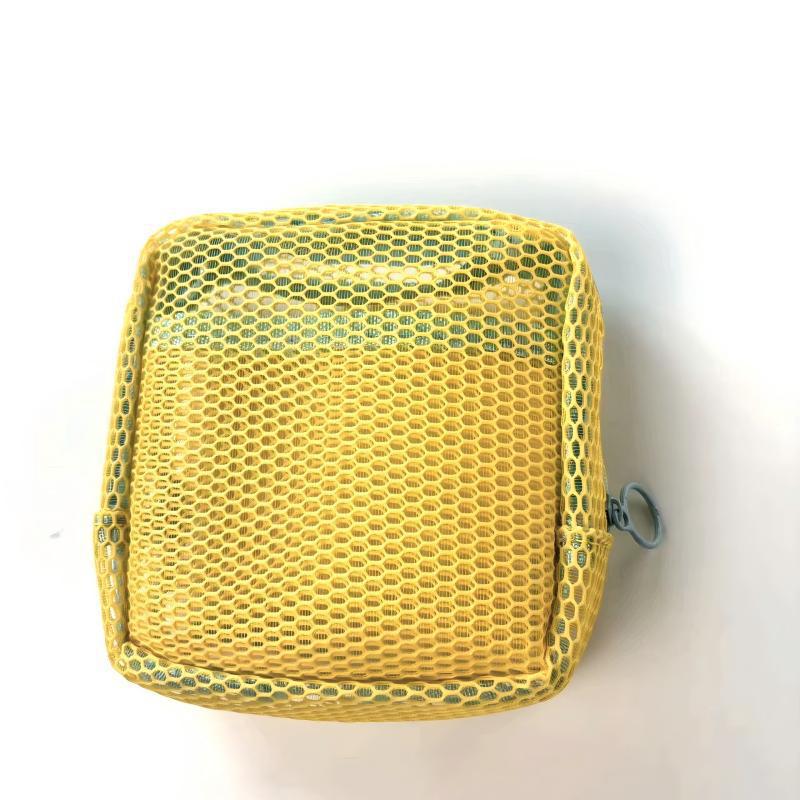 New Fashion Dopamine Grid Tofu Bag Storage Bag Portable Coin Purse Mesh Small Cosmetic Bag Storage Bag Small Bag