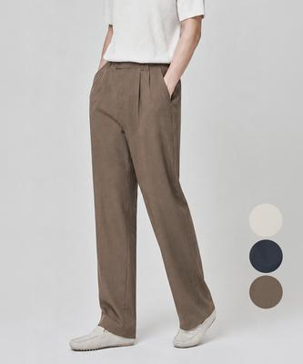 KIM YOUNG JOO GOLF Spring/Summer Linen-Like Double-Pleated Back Elastic Waist Men'S Semi-Wide Pants Kqmmsl49