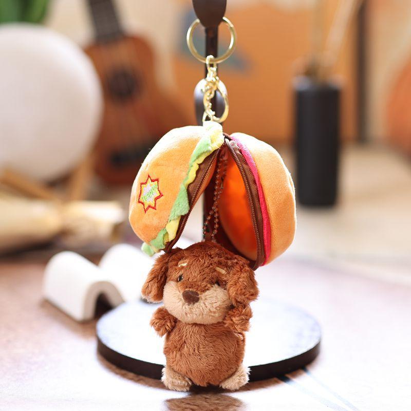 1 szt. 13 cm Urocza Lalka Pies Burger Mała Zawieszka Dekoracja Salonu Artykuły Gospodarstwa Domowego Pluszowy Brelok Zabawka Prezent Świąteczny dla Dziecka