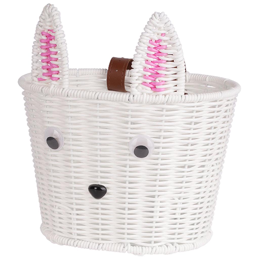 Vintage Woven Bicycle Front Basket for Balance Bike Retro Style Handmade Rattan Basket with Metal Bracket for Kids Bike Storage