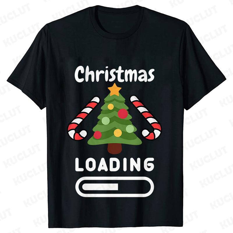 Christmas Loading Graphic TShirt Men Clothing Xmas Short Sleeve Tees Happy New Year Tshirt Trendy Merry Christmas Y2k Tops