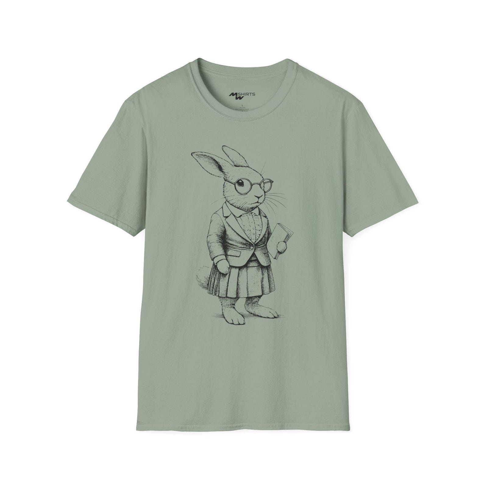 Engraved Bunny Office Worker T-Shirt/ Unisex Softstyle T-Shirt S