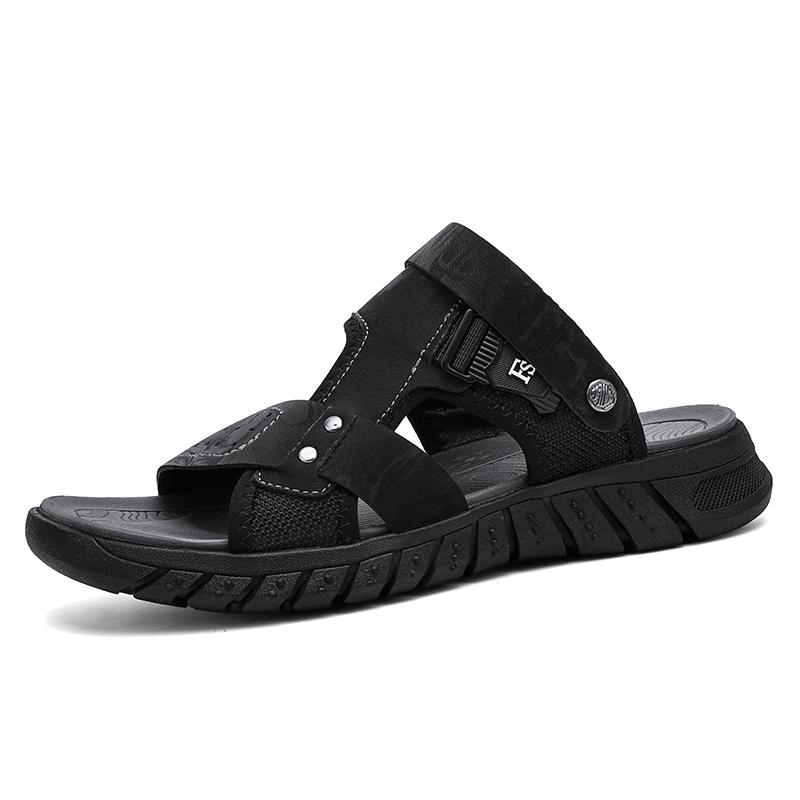 Fashion Men's Outdoor Mesh Beach Shoes Summer Youth Breathable Non Slip Soft Sole Casual Sandals Fashion Dual-purpose Driving Slippers