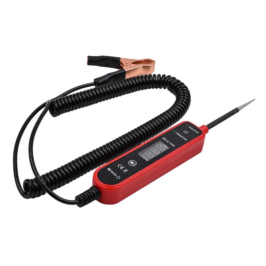 Automotive Circuit Tester 6-75V  , LED Digital Display Auto Electrical Test Light with Voltage Detection, Polarity and Continuity Checker for Car Tru