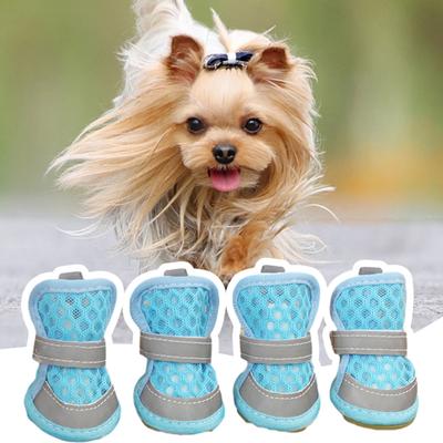 4 Stk. Hundeschuhe Atmungsaktives Mesh Hundestiefel für Sommer
