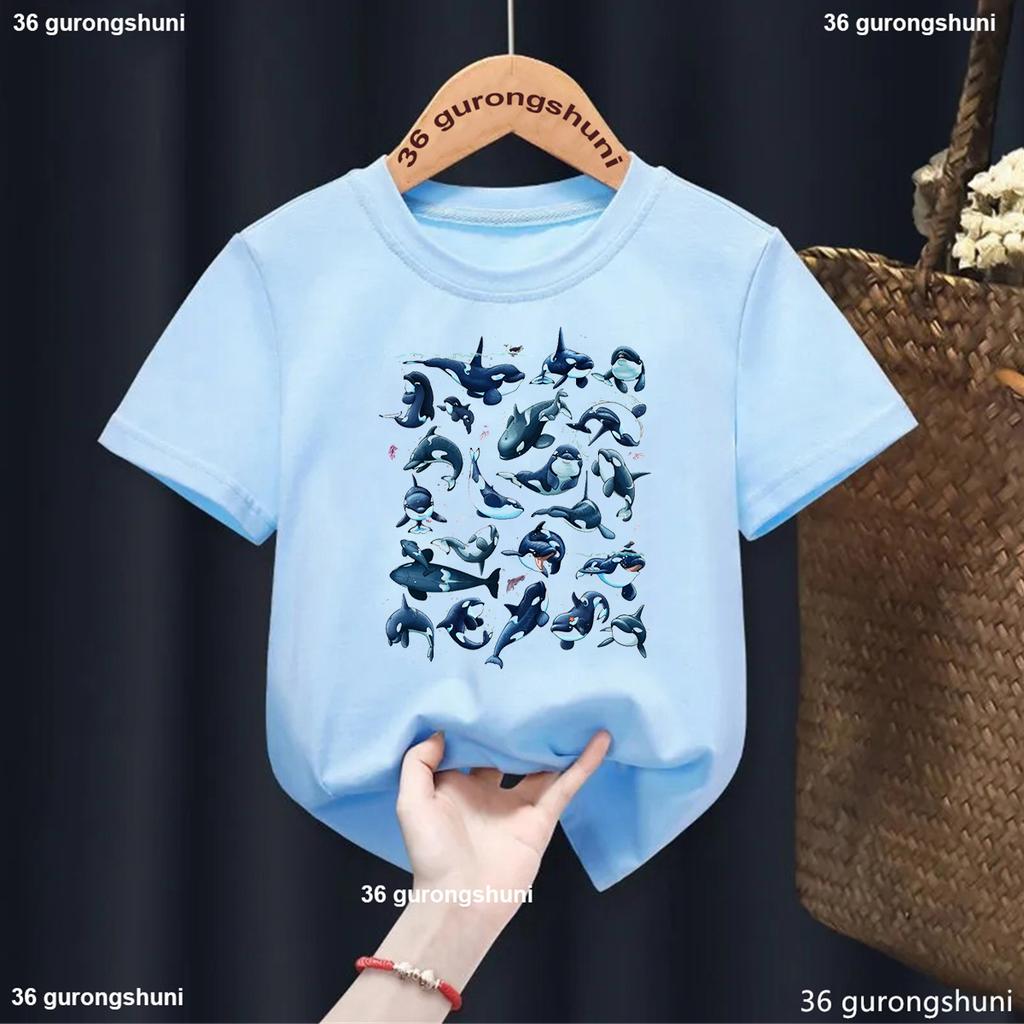 Newly Childern Tshirt Whales Of The World Graphic Print Cute BoysGirls Summer Fashion Harajuku Short Sleeve Solid TShirt Tops