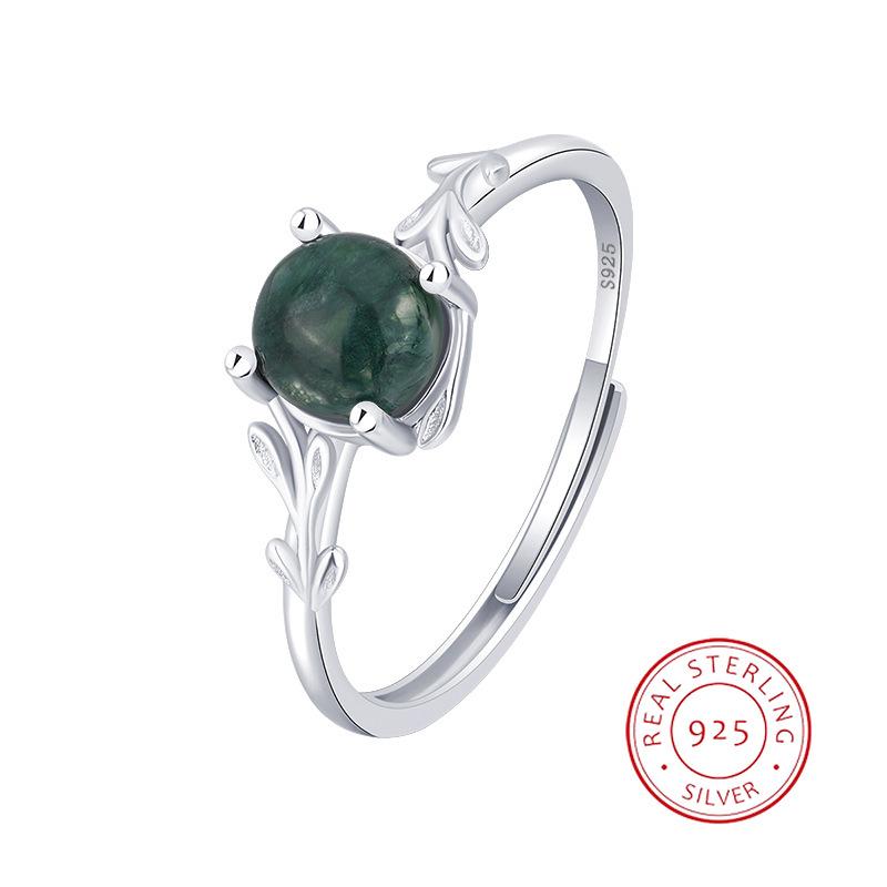 

Изысканная текстура натурального камня, различные кольца с зеленым мхом, травой, агатом Vouple, кольцо для женщин, стерлинговое серебро, подарок на годовщину, ювелирное изделие