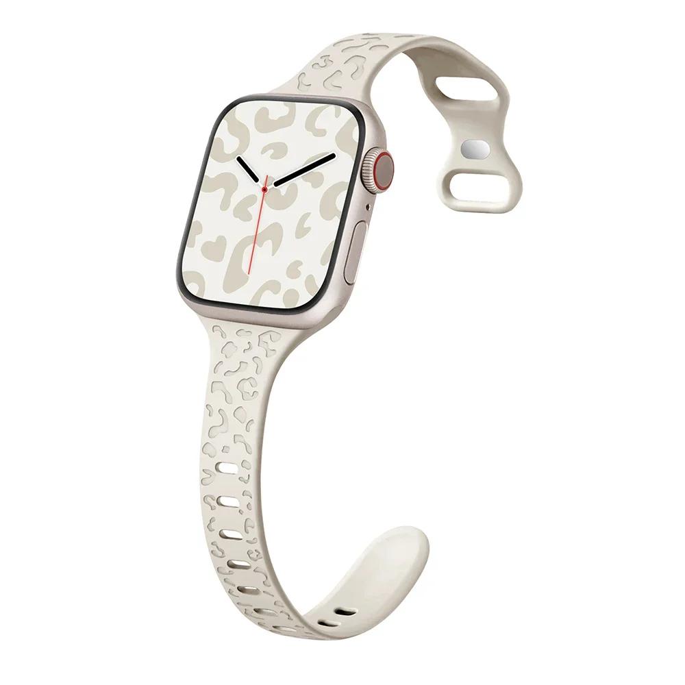 Wąski pasek do paska Apple Watch 40mm 41mm 42mm 38mm 49 44mm 45mm grawerowana silikonowa bransoletka Correa seria 8 7 6 9 5 4 3 SE Ultra