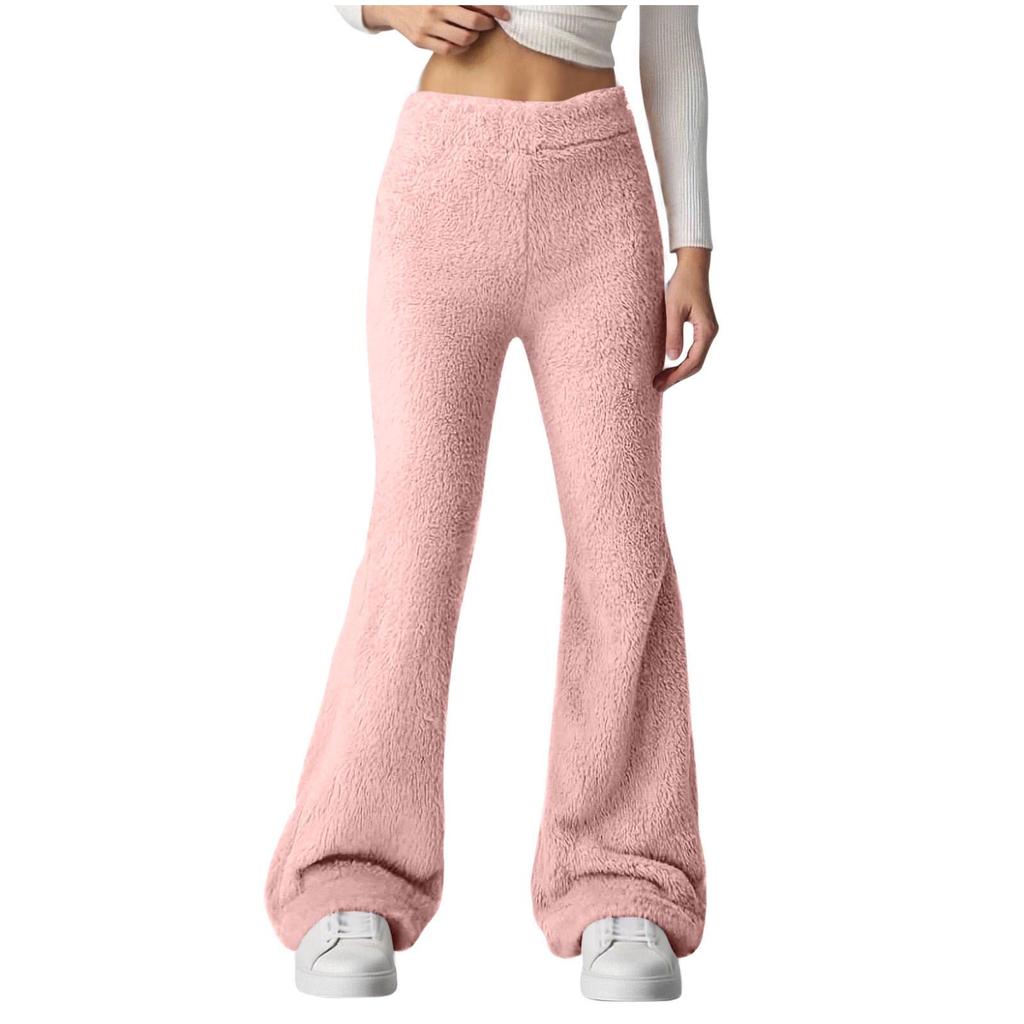 2025 Women's Wide-Leg Warm Plush Elastic Waist Pants
