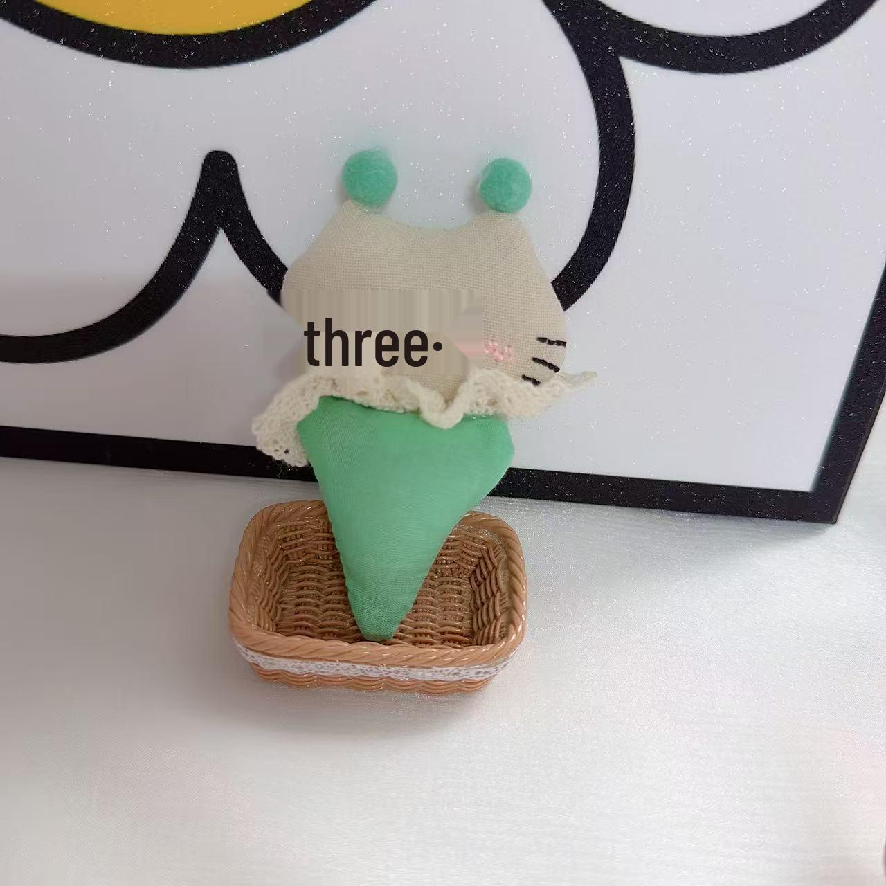 Cute Cartoon 3D Ice Cream Cone Cat Fabric Hair Accessories Accessories светло-зеленый
