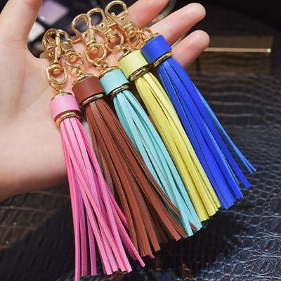 Püskül Anahtarlık Kolye Suni Deri Düz Renk Istakoz Klip Saçak Paslanmaz Hafif Taşınabilir DIY Anahtarlık Okul Çantası Dekorasyon Kolye
