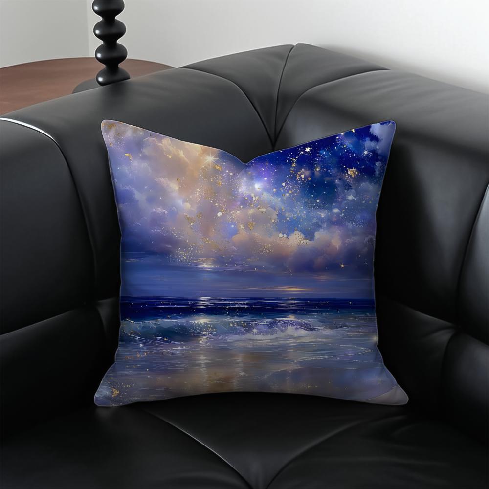 G-Galaxy Starry Sky Pillow Dreamy Decor Cushion Cushion Cover Pillow Case Anti-Dustmite Invisible Zipper Silky Plush Cushion