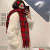Red Plaid Warm Tassel Atmosphere Scarf Birthday Christmas Gift Winter Versatile Student Couple Shawl Women