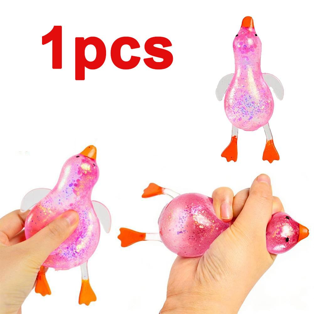 Stress Relief Squeeze,Squishy Glitter Ducks,Kids Squishy Fidget Toy,Animal Stress Balls,Bulk Party Favors Easter Basket Stuffers