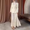 Cross-border European and American Women's Clothing 2026 Spring New Long-sleeved Lace-up Suit Pleated Pleated Long Skirt Two-piece Set