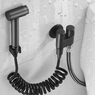 Black/Chrome Bathroom Bidet Faucet Portable Wall Mounted Toilet Bidet Sprayer Cold Water Toilet Faucets Hand Held Bidet Kit