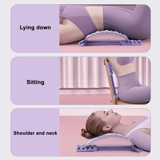 Lumbar Support Board Back Stretcher Waist Trainer with Acupressure Points 4-Level Adjustable Back Massager Lumbar Cracker Board Spine Decompressor