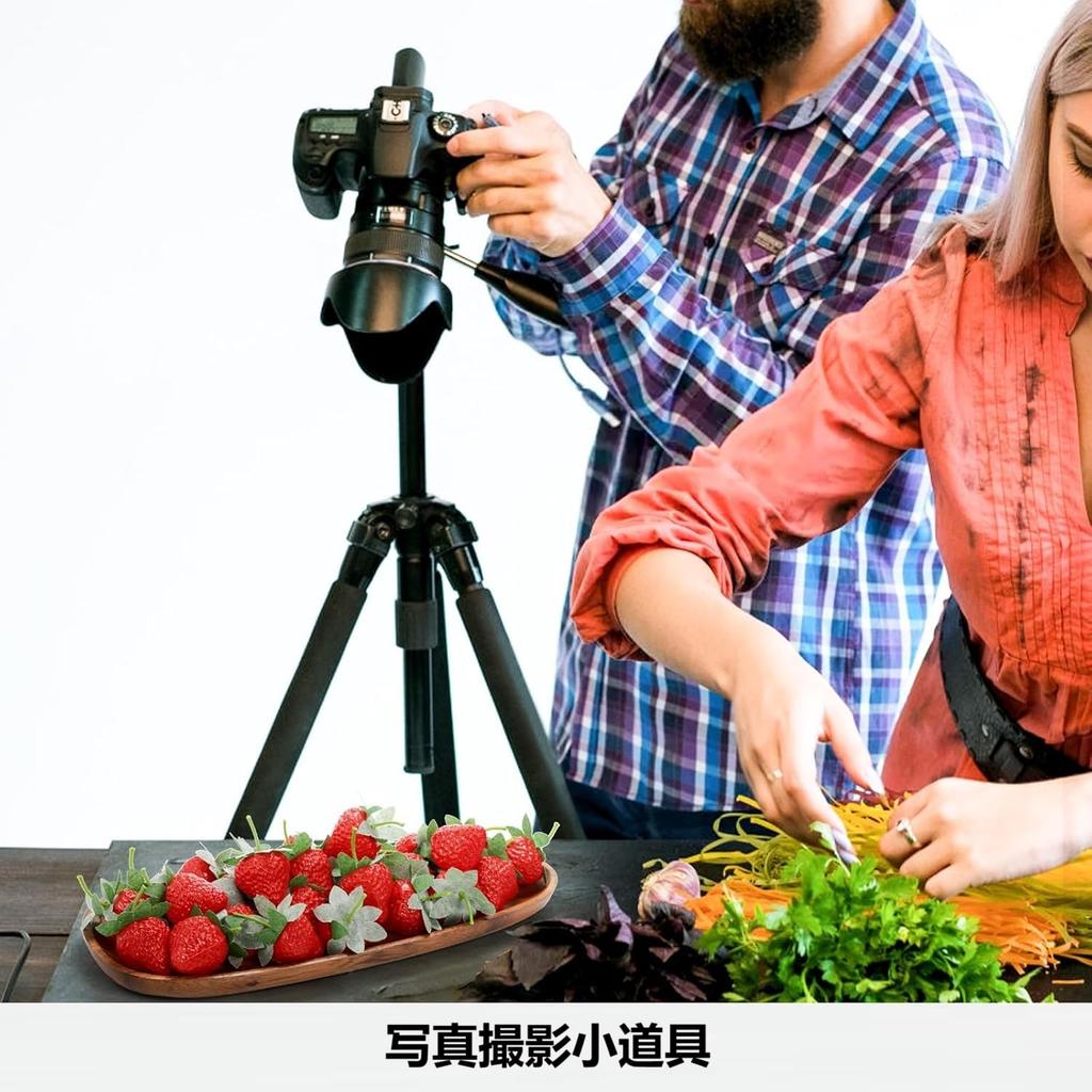 DIFEIUKI Set of Lifelike Artificial Strawberries with Food Fruit Home Wedding Realistic Photography Props 30-Piece Stems, Samples, Models, Kitchen,