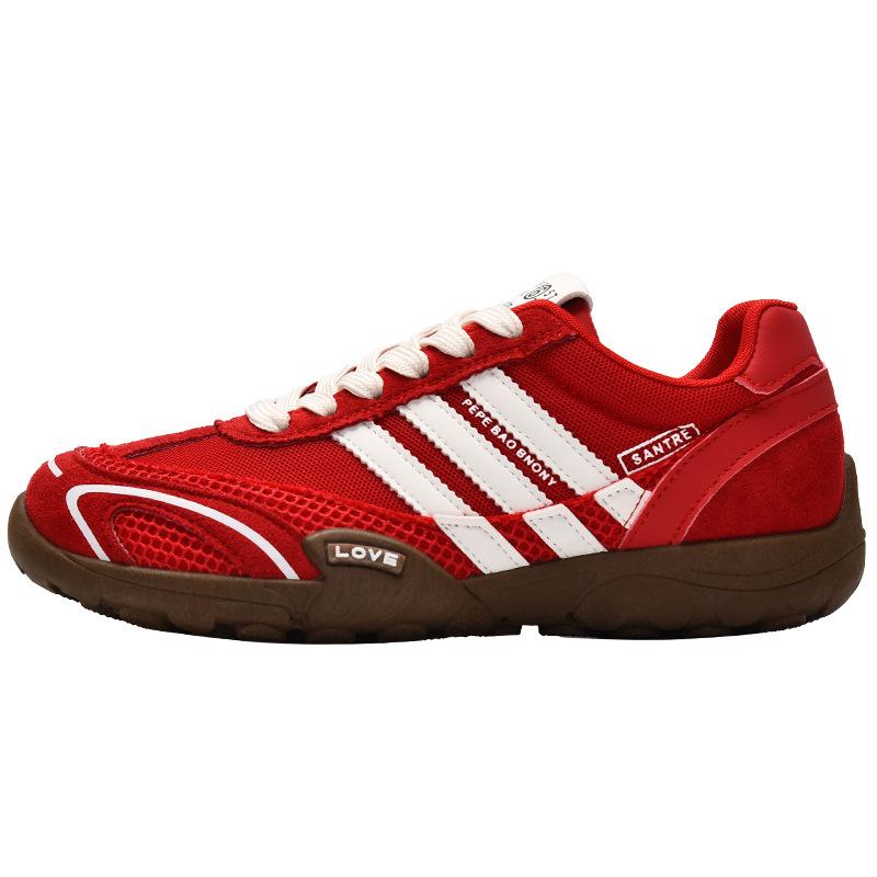 Red German Training Shoes Women's 2025 New Breathable Retro Versatile Platform Heightening Board Shoes Casual Sports Forrest Gump Shoes