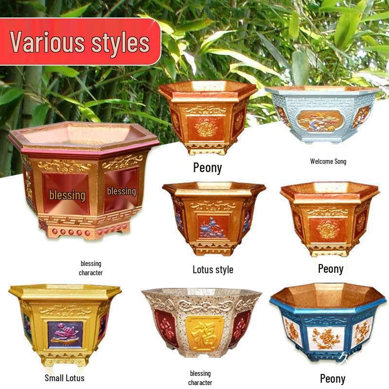 Extra Large Hexagonal Roman Column Cement Flower Pot Mold - Full Set DIY Model