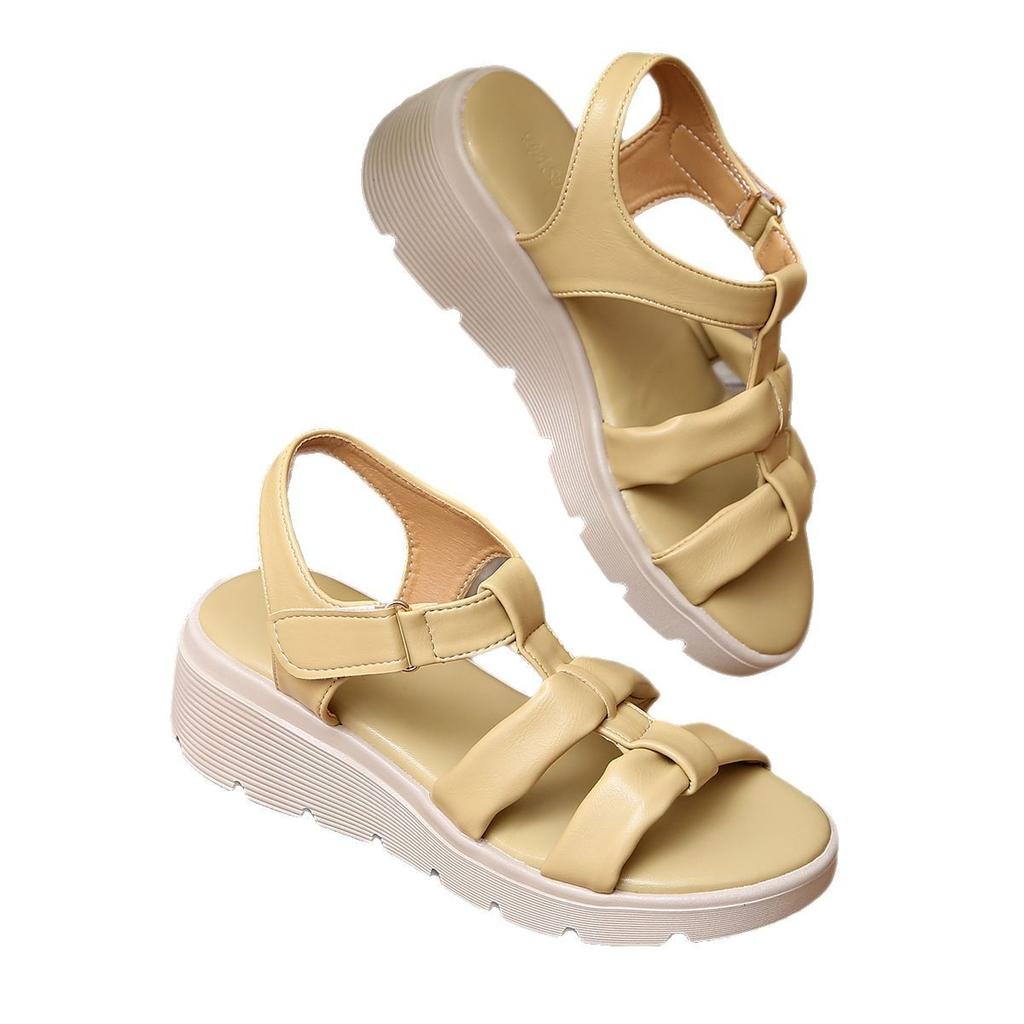 Romanska sandaler sommar ny mode mångsidiga vardagliga strandskor mjuk sula öppen tå damskor kardborre