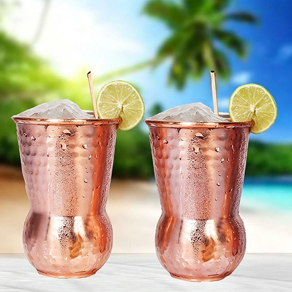 304 Stainless Steel Hammered Drinking Cup Copper Plated Insulated Cocktail Cup Home