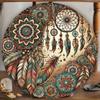 Bohemian Dream Catcher Metal Sign 8x8 Inch Handmade Wall Decor with Vintage Feathers Floral Design Boho Home Ornament