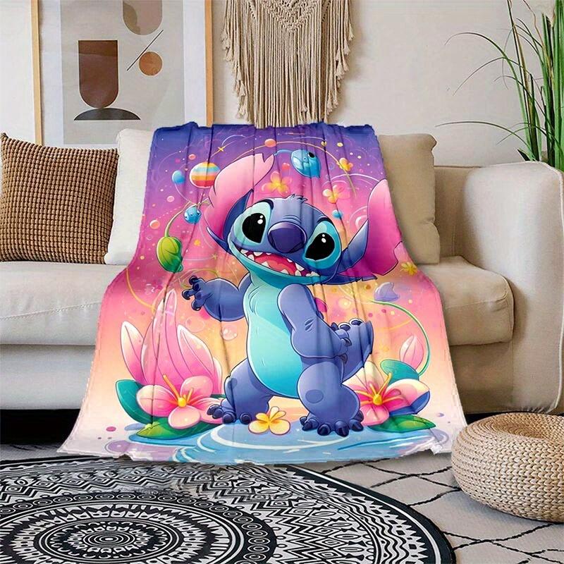 1pc Stitch Printing Blanket - Soft, All-Season Throw for Office Blanket, Personalized Gift with Adorable Cartoon Design