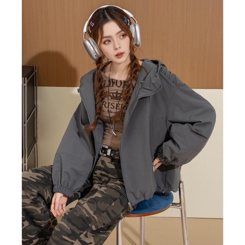 ET BOITE Women's Hooded Casual Short Jacket