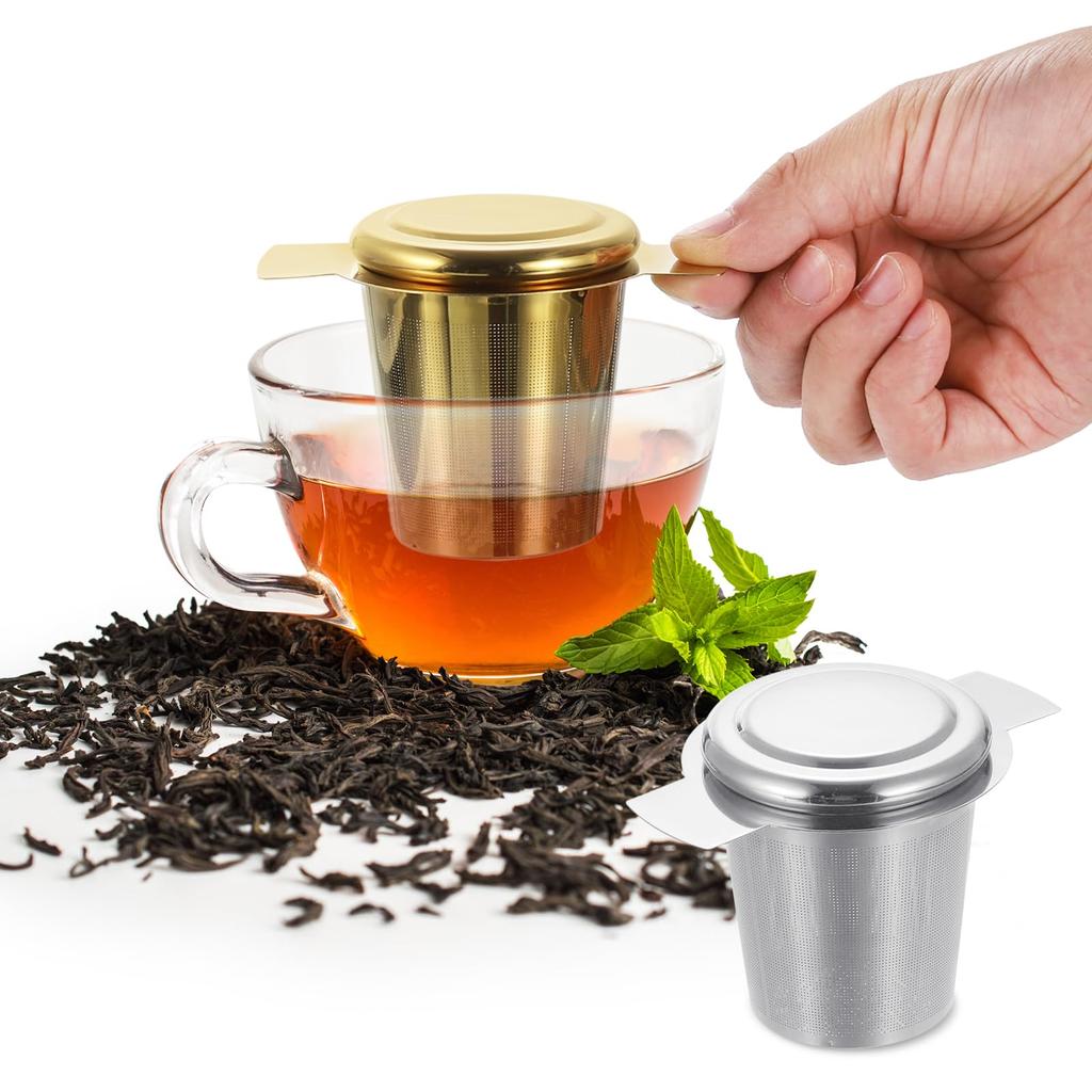 uxcell 1-Piece Tea Infuser Filter, Fine Mesh, Loose Tea Steeper, Stainless Steel Tea Strainer with Handle for Loose Leaf Tea, Silver