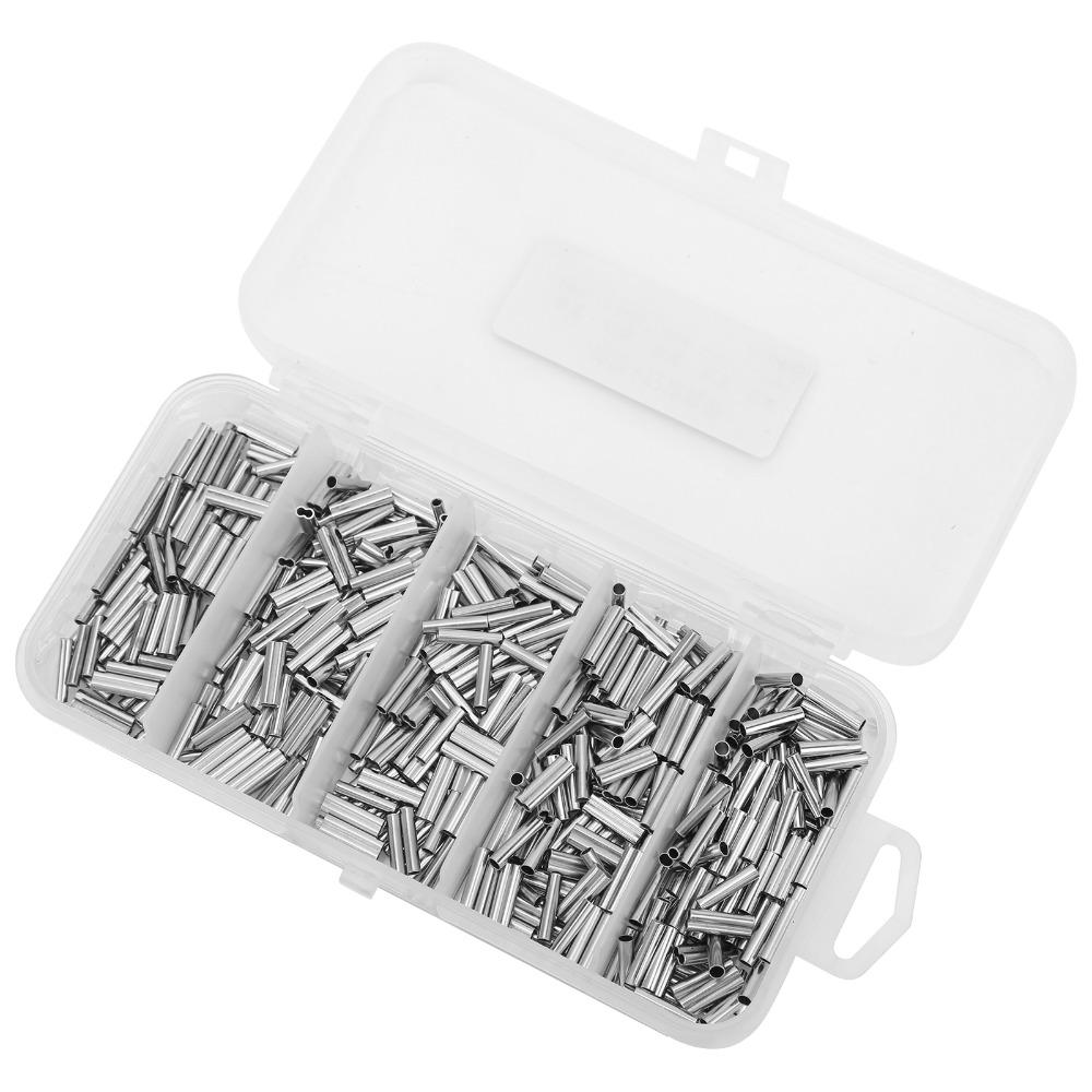 500PCS Length 1cm Fishing Line Connectors Copper Fishing Crimp Sleeve Kit  for Fishing Line