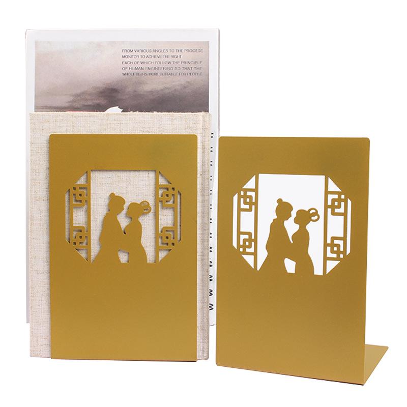 Creative Wrought Iron Metal Book Storage Rack and Personalized Hollowed-Out Bookends