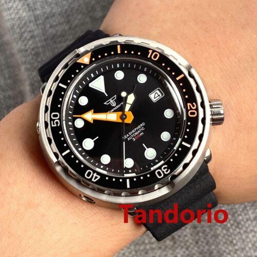 Tandorio 46.5mm 30ATM Diving Watches For Men NH35A Movement Automatic Mechanical Stainless Steel Wristwatch Sapphire Glass Solid