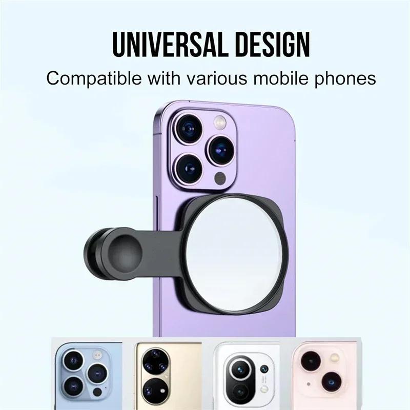 3 In 1 Universal Smartphone Camera Lens Selfie Mirror Clip Kit for IPhone 15 Phone HD Reflective Mirror Holder with Storage Bag