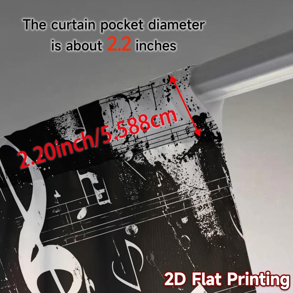 Set Of 2 Modern Flat Printing Curtains Without Rod Melody Sketch Pattern Durable Polyester Decorations Curtain Made