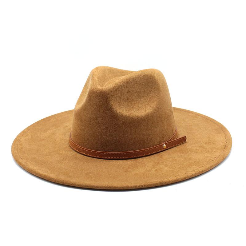 Wish Suede Top Hat Men And Women Couple Flat Brim Hat Flat Brim Gentleman'S Hat