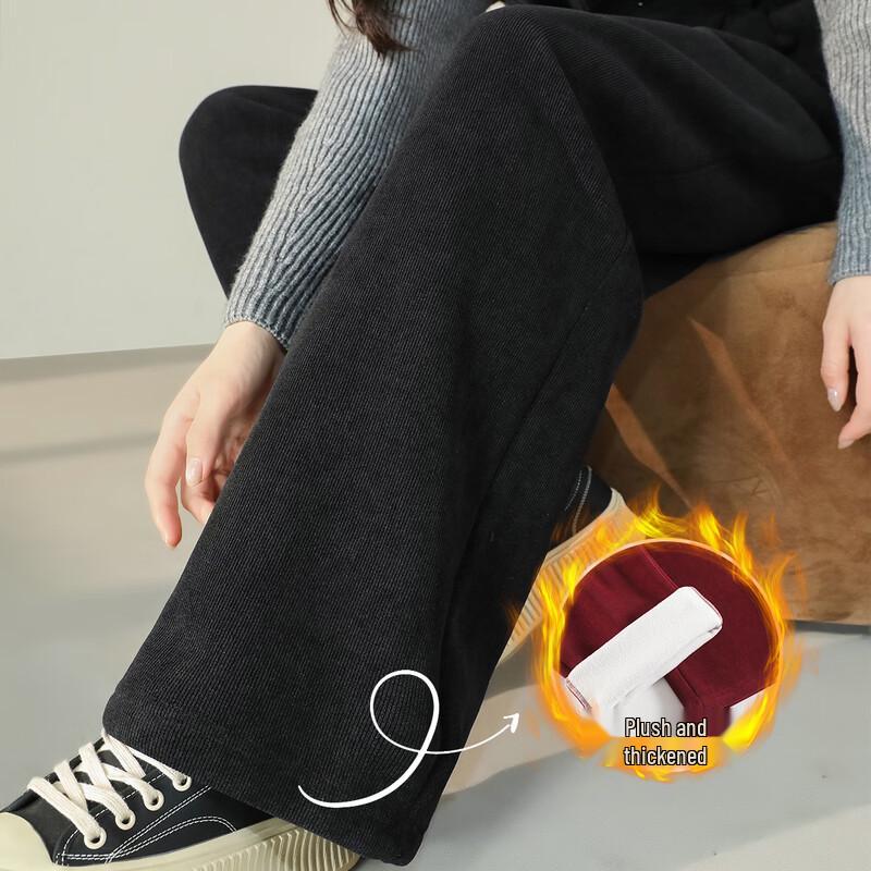 Women's Fleece-Lined High-Waist Wide-Leg Suit Pants