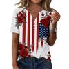 Women's fashionable casual short-sleeved Independence Day print V-neck top