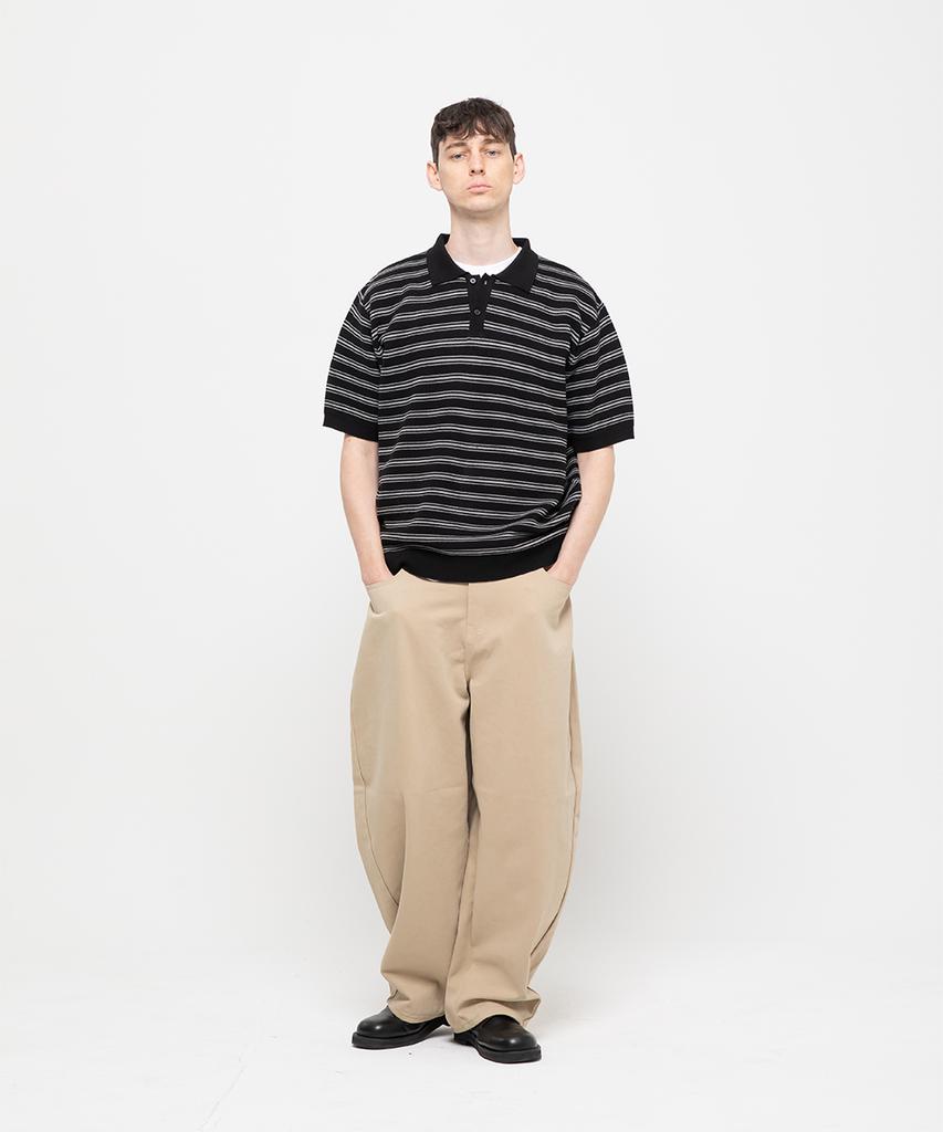 CHAMBROS Oversized Collared Short Sleeve Knit [Black]