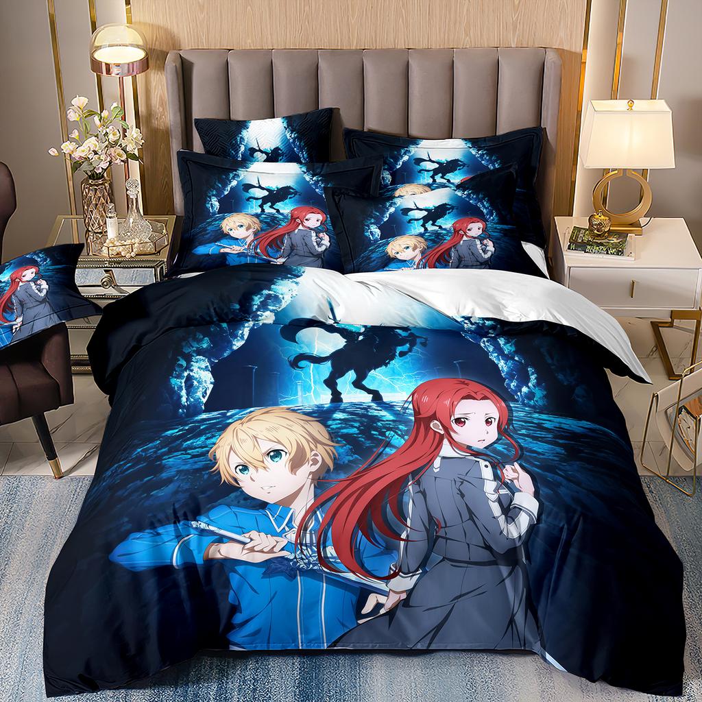 NEW Anime Sword Art Online Comfortable Duvet Quilt Cover Pillowcase Bedding Set Children Bedroom Decoration Home Textile