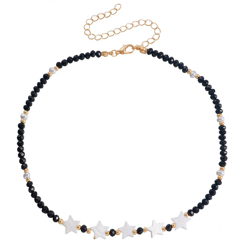 Wind Sexy Five-Color Crystal Necklace Simple Temperament High-End Star Collarbone Chain Woman