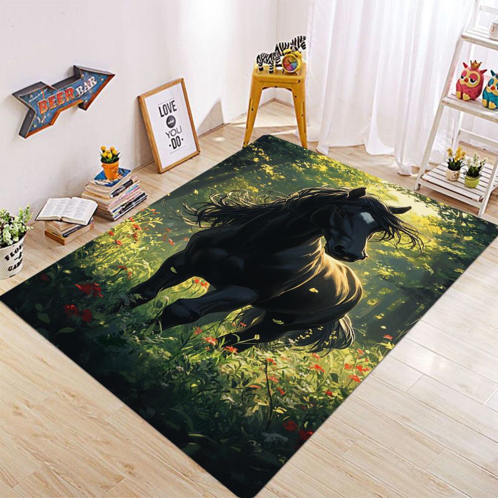 Vintage Oil Painting Horse Carpet Mat Anti Slip Floor Mats for Art Design Living Rooms and Bedrooms Colorful Home Decor Carpet
