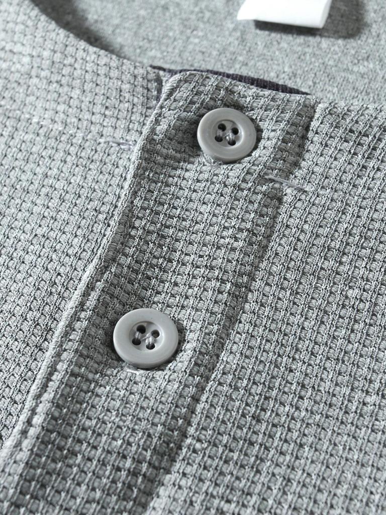 Men's Cross-Border Casual Raglan Sleeve Patchwork Round Neck Waffle Knit Sweatshirt for Spring/Autumn