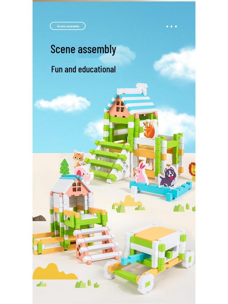 Children's Creative Wooden House Building Blocks DIY Toy